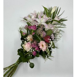 Bouquet plat pastel et rose...