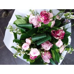 Bouquet rond blanc et rose