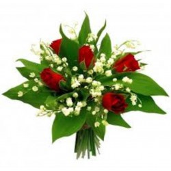 Bouquet de muguet plus rose