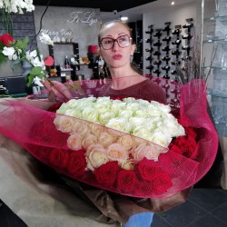 Bouquet cœur rose rouge et...