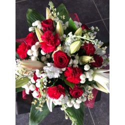 Bouquet rond rouge et blanc